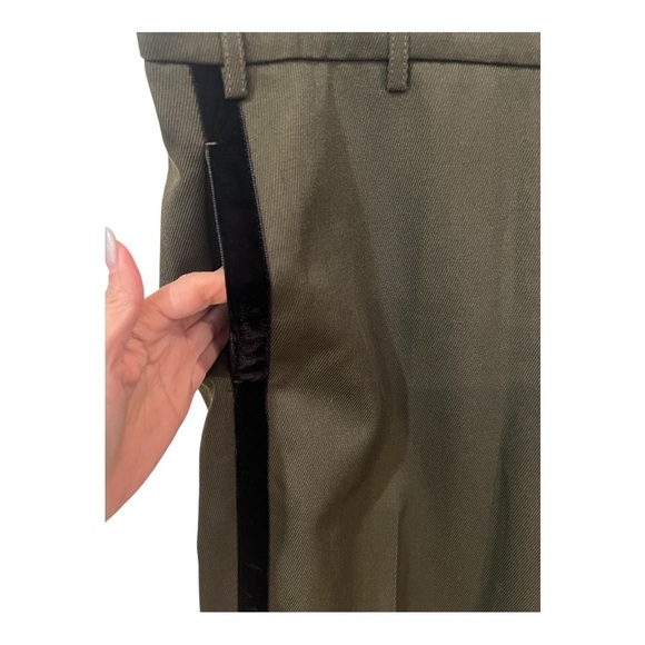 THE KOOPLES Mid-Rise Wide-Leg Trousers FR 48/ US 32 NWT Khaki Color black stripe - Picture 8 of 14